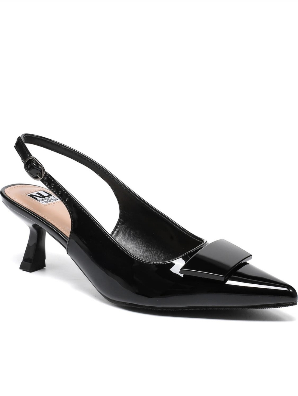 Sizes 5 To 12 Black Slingback Kitten 21/4" Heel Pumps Pointed Toe Comfy Shoes